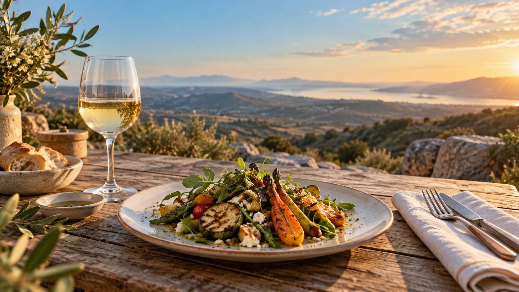 Assiette de brasserie aux légumes de saison sur une table