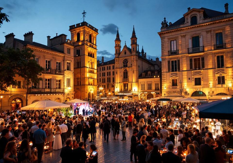 Festival culturel à Lyon, scène en plein air