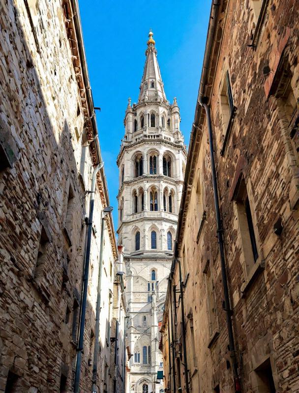 La basilique Notre-Dame de Fourvière vue depuis une ruelle, architecture néo-byzantine
