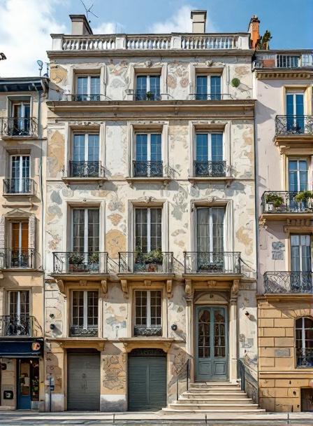 Fresque murale en trompe-l'œil de Lyon sur un immeuble de la Croix-Rousse