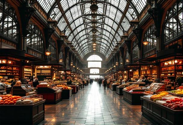 Architecture intérieure des Halles gourmandes