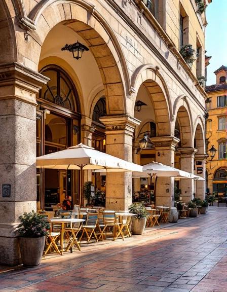 Immeuble Renaissance du Vieux-Lyon avec terrasse de café